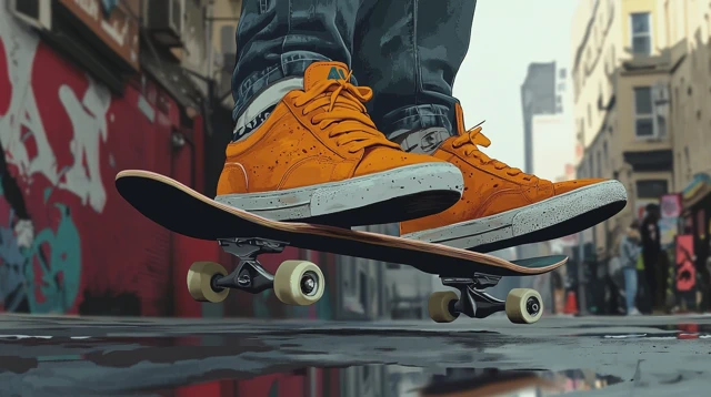 Skateboarding Shoe Illustration Urban Scene