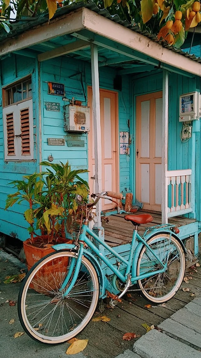 Vintage Bicycle at Home on a Sunny Day