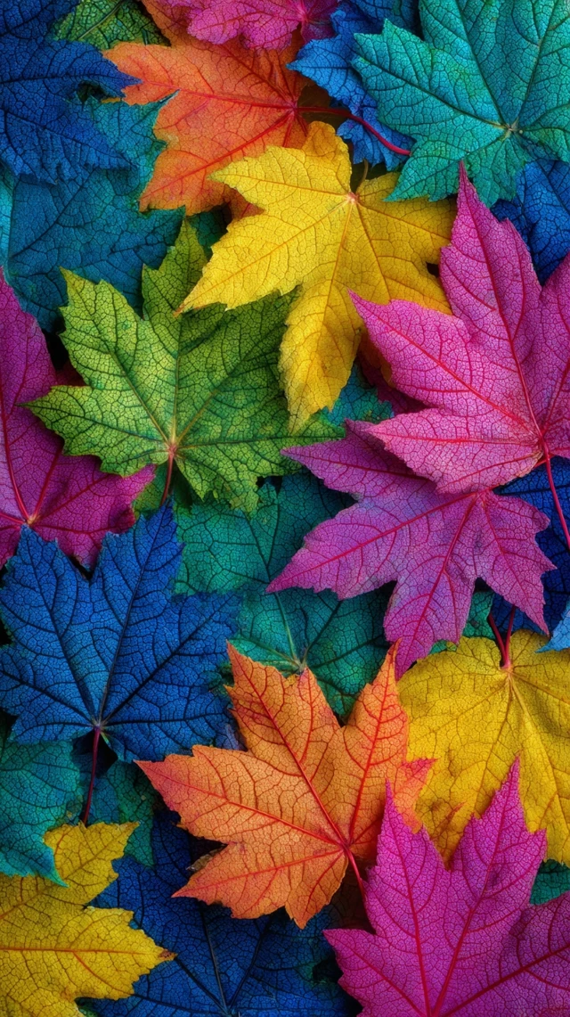 Colorful Autumn Maple Leaves Mosaic Pattern