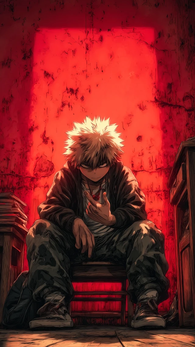 Anime Boy Middle Finger Red Background