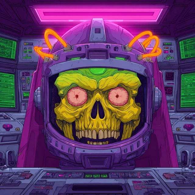 80s Cartoon Alien Skull Villain
