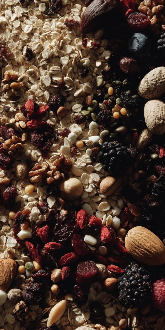 Healthy Grains and Muesli with Berries and Nuts