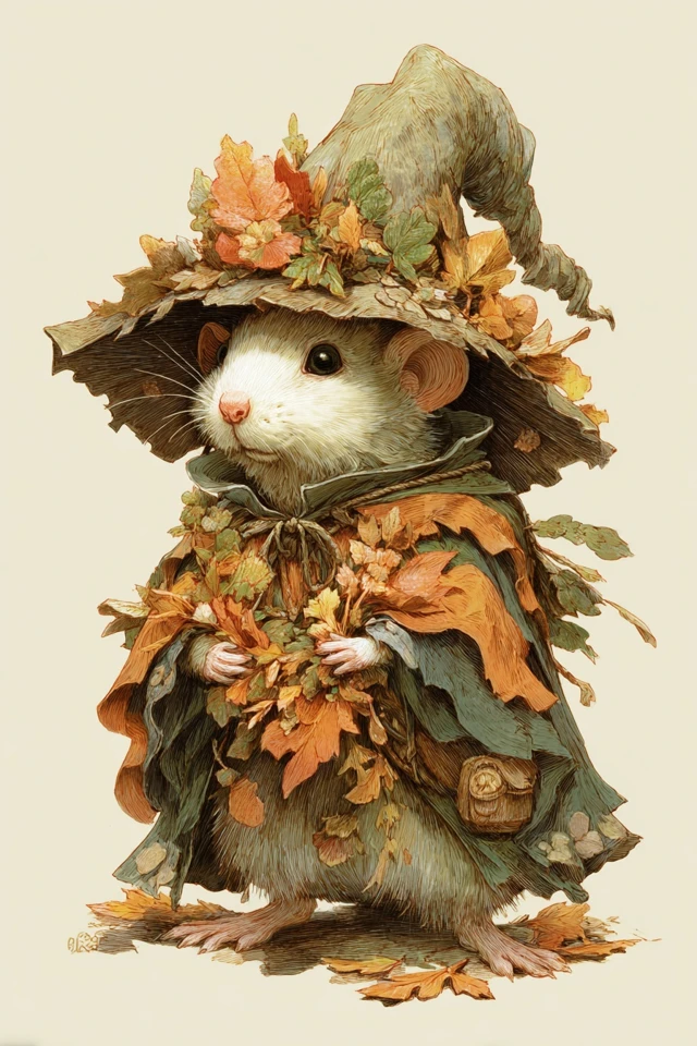 Autumn Witch Mouse Fantasy Art by Mike Ploog
