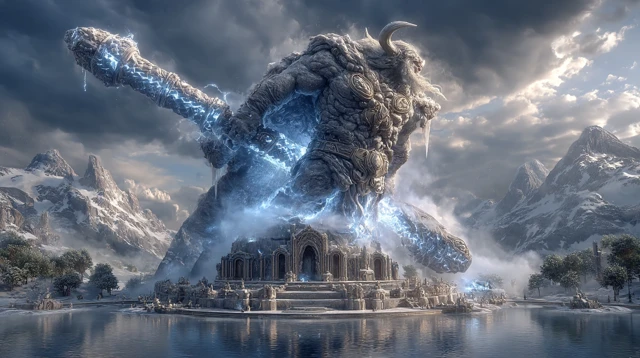 Thor Statue in Lake of Nine: Norse Mythology Art