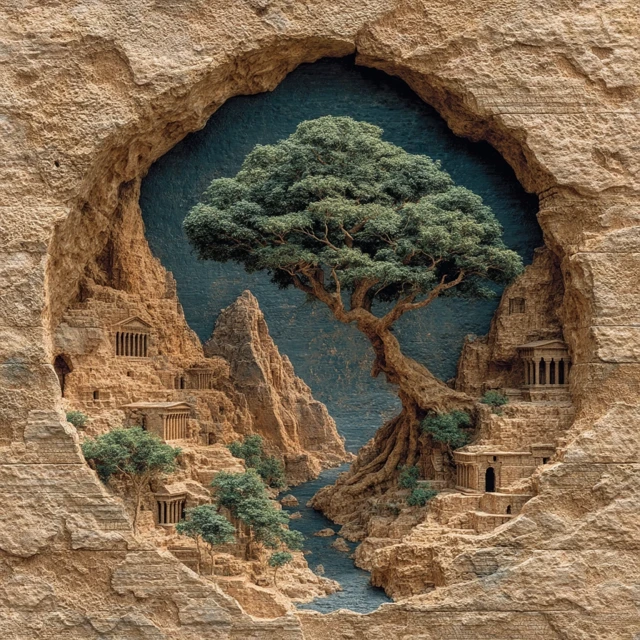 Ancient Israel Vinetree Landscape Artwork