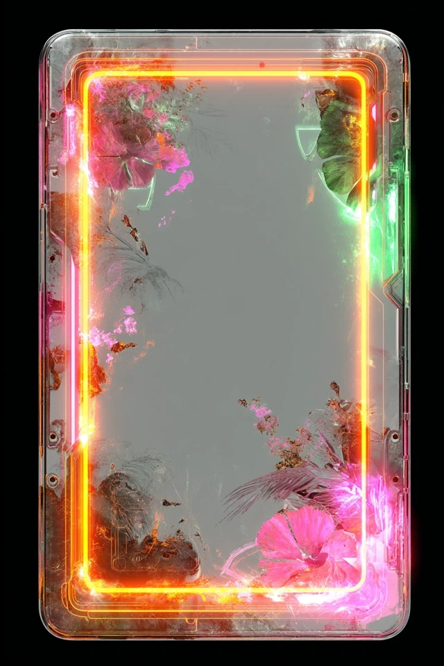 Neon Trading Card Frame Futuristic Design