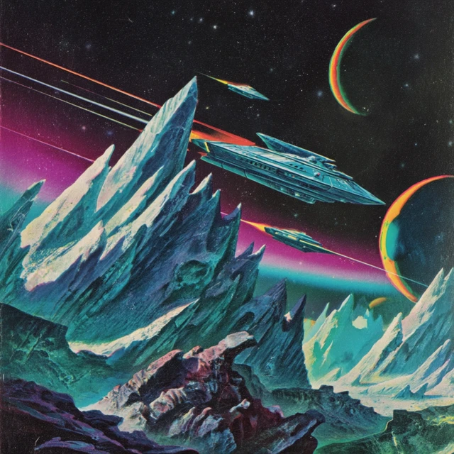 Retro SciFi Space Art Album Cover
