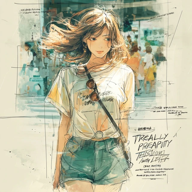 Anime Style Illustration of a Japanese Woman