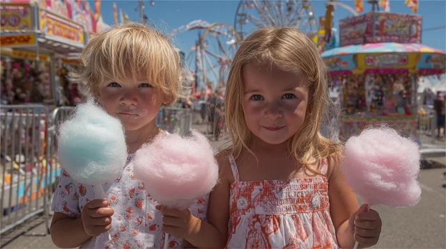 Kids with Cotton Candy at Calgary Stampede