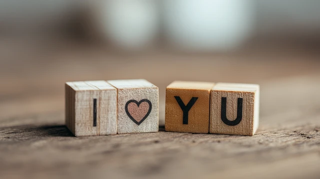 I Love You Wooden Blocks Romantic Flat Lay