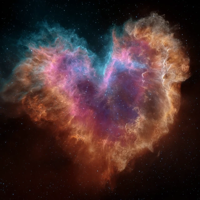 Heart-Shaped Nebula Colorful Gas Cloud