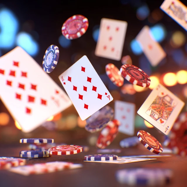 Casino Game Elements Playing Cards and Poker Chips