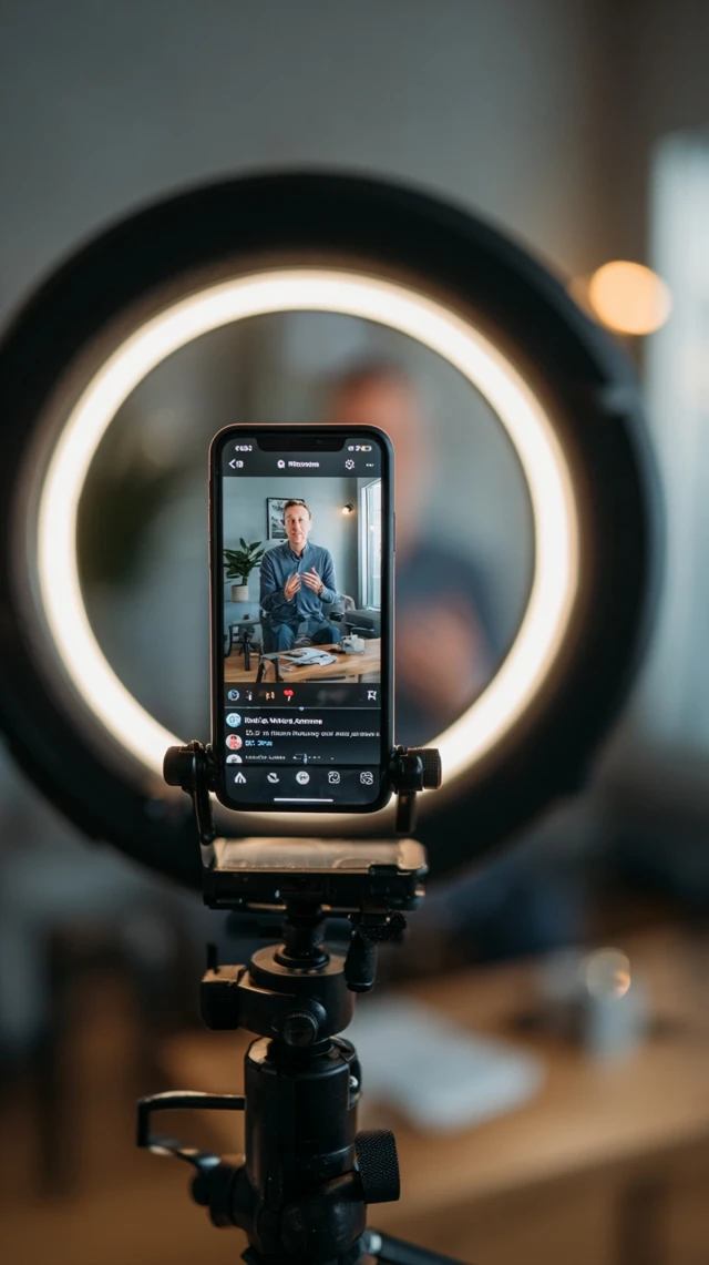 Ring Light Setup Smartphone Video Recording