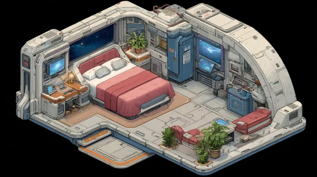 Cyberpunk 2077 Apartment Isometric View Interior