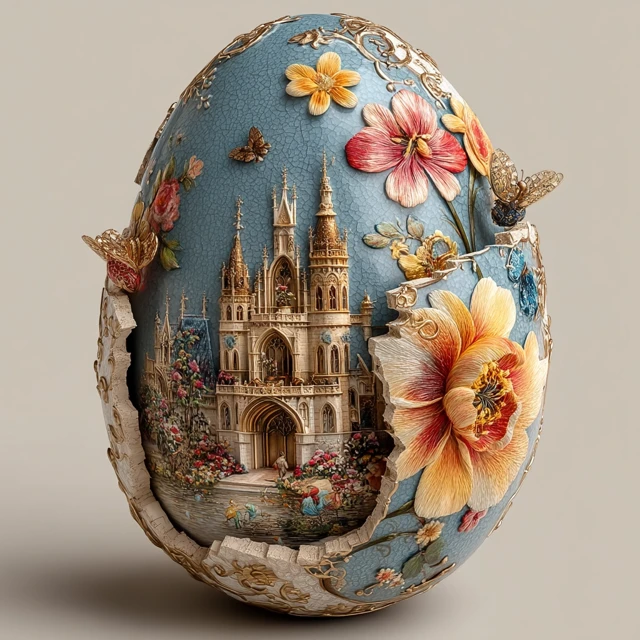 Fantasy Easter Egg with Fairy Kingdom