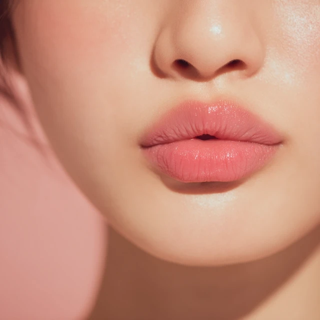 Korean Model with Pink Lipstick Sweet Portrait