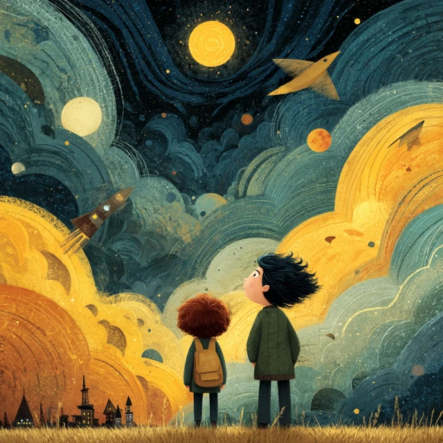 Children Dream Big Space Illustration
