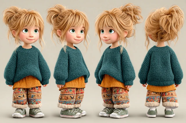 Adorable Child Character Turnaround Disney Pixar 3D