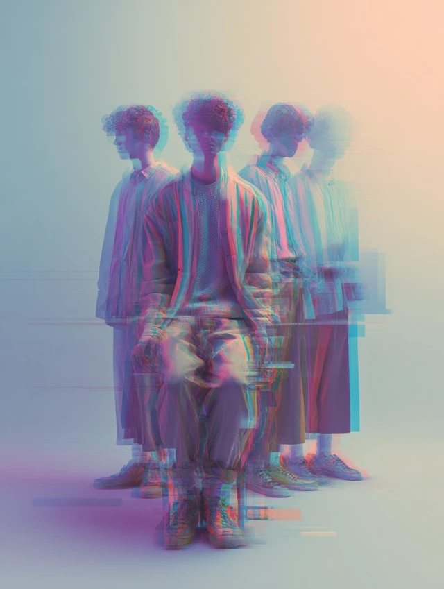 Dreamy Surreal Portrait of Guys in University Casual Clothes