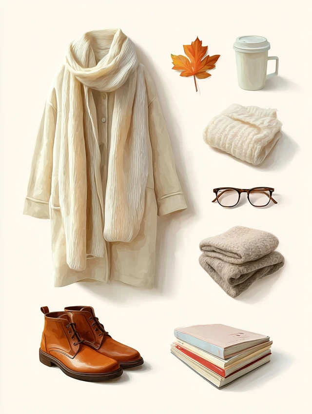 Cozy Autumn Essentials Hand Painted on White
