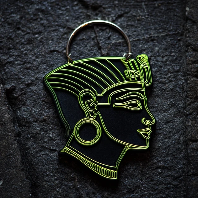 Neon Pharaoh Face Minimalist Art