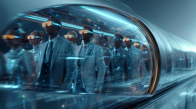 Futuristic Train and Dancers in Techwear Fashion