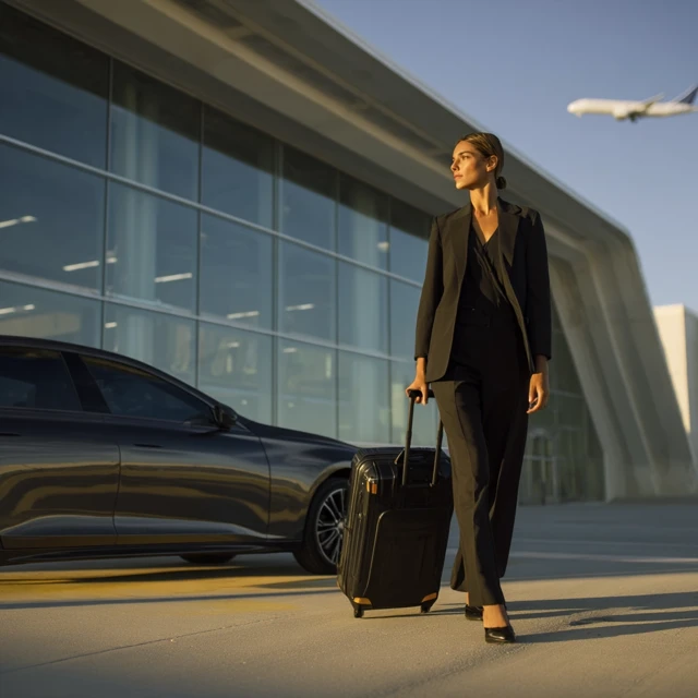 Business Woman at Airport Modern Architecture