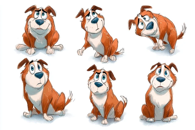 Cute Cartoon Dog Poses Collection