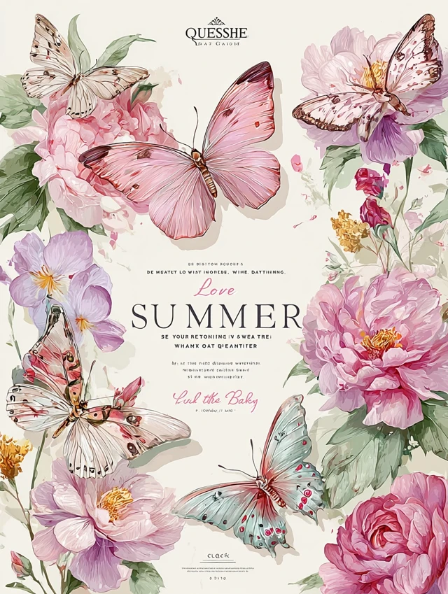 Summer Love Butterfly Floral Art Print
