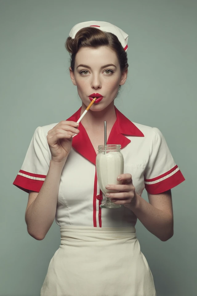 Retro Diner Waitress Milkshake Vintage Photography