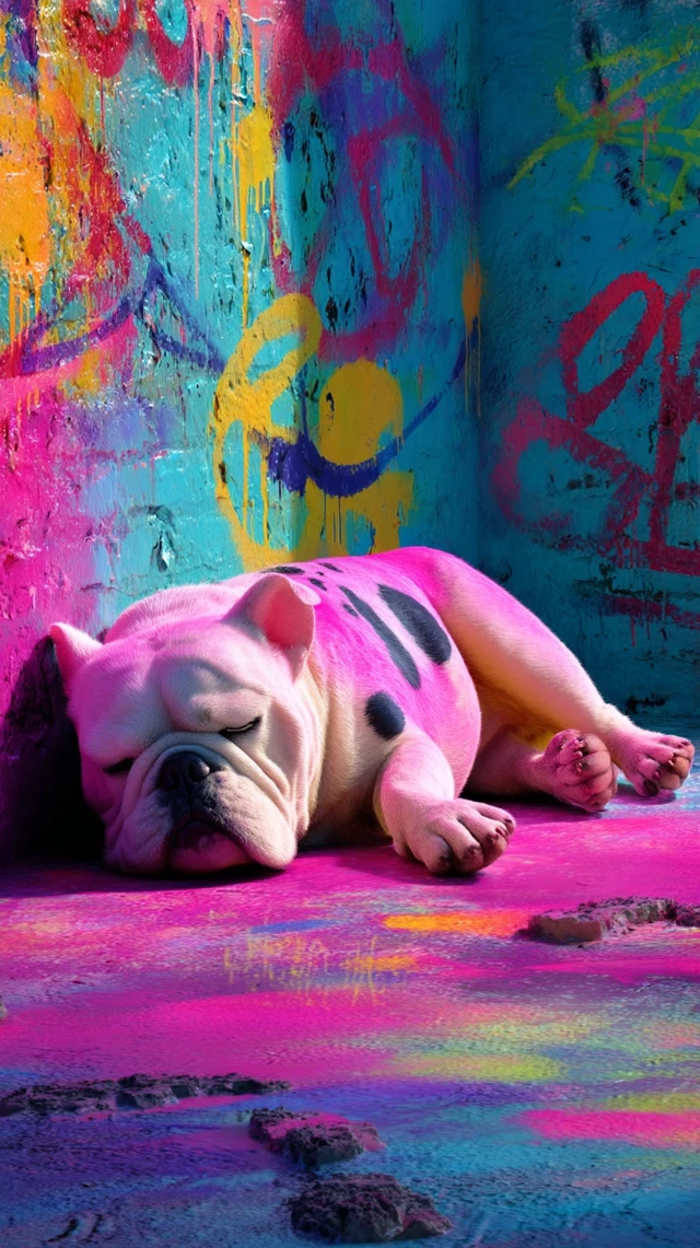 Chubby Dog Street Art Painting Expressionism