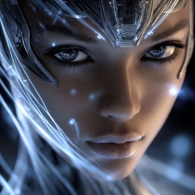Futuristic AI Face Cybernetic Beauty