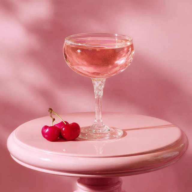 Pink Cocktail in Champagne Glass