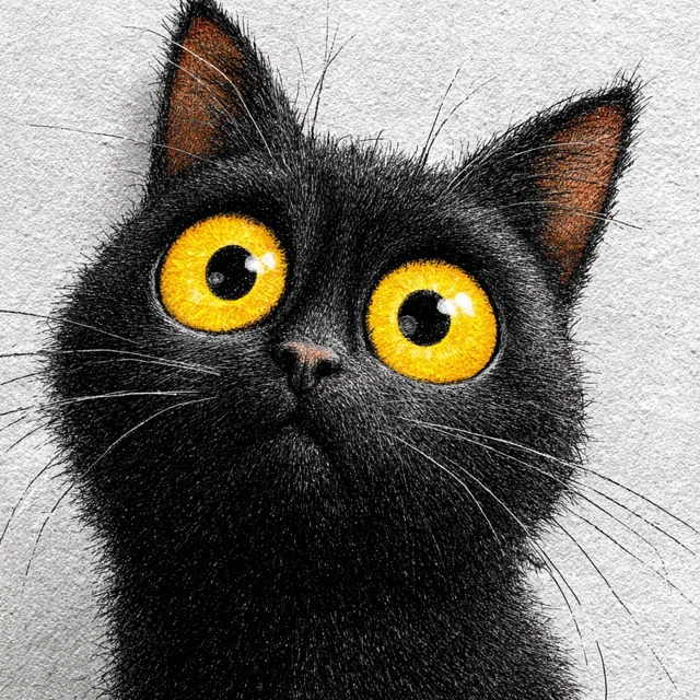Surprised Black Cat Big Eyes Trading Mistake