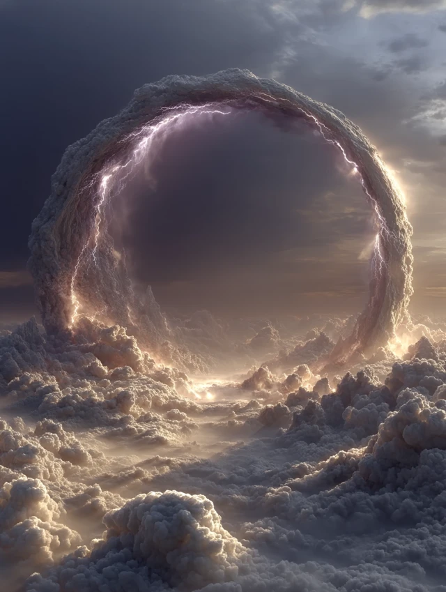 Warp Gate in the Clouds 3D Rendering