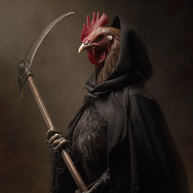 Chicken Grim Reaper - Unique Fantasy Art