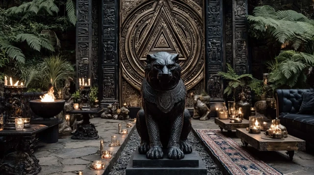 Ancient Egyptian Horror Scene Statue and Pool