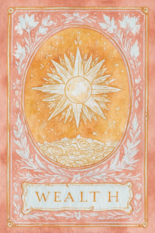 Tarot Card Illustration Wealth and Gold Coins