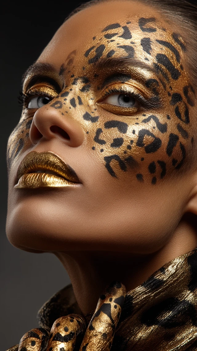 Glamorous Woman Gold Leopard Makeup