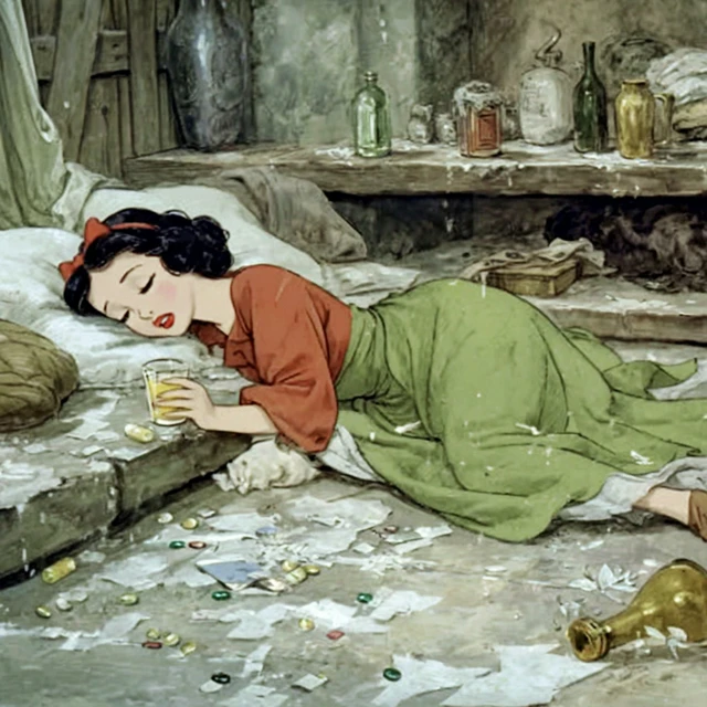 Snow White Hungover Illustration