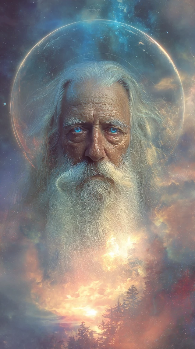 Wise Man in Cosmic Cloud Celestial Art