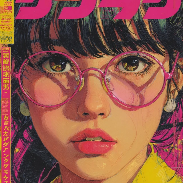 Anime Girl with Glasses Pink Aesthetic Art