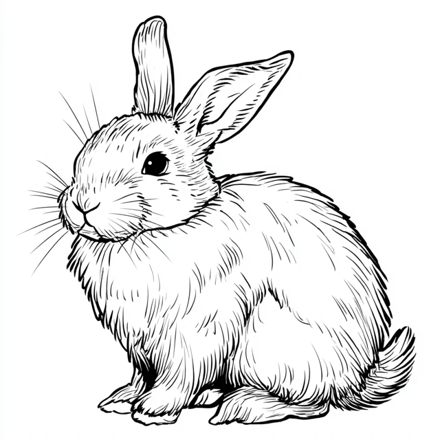 Line Art Rabbit Illustration For Coloring Book