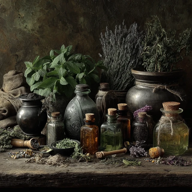Herbs on Wooden Board