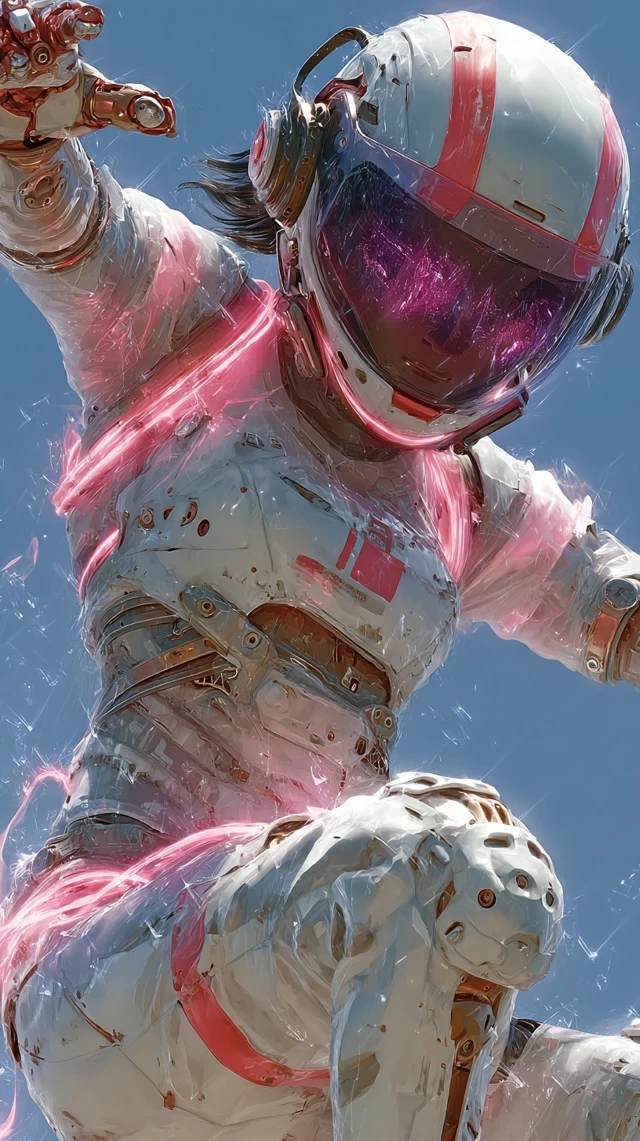 Cyberpunk AI in Futuristic Metal Suit Reaching Out