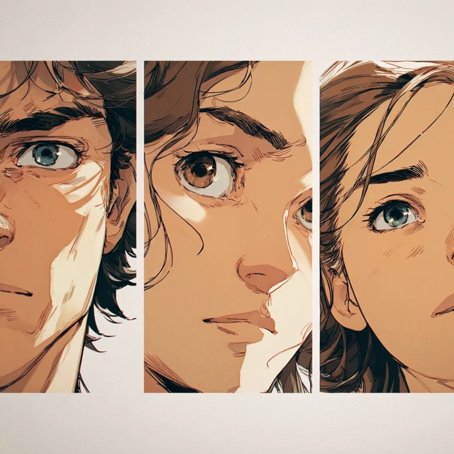 Anime Comic Faces Young Man Woman Art