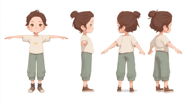 Cute Clay Girl Character Turnaround for 3D Modeling