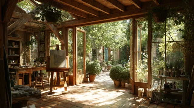 Cozy Art Studio with Garden View
