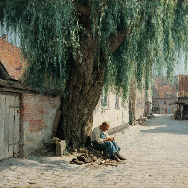 19th Century Danish Town Street Scene