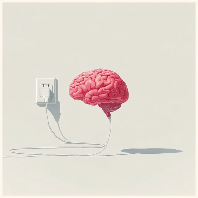 Brain Connected to Plug Illustration